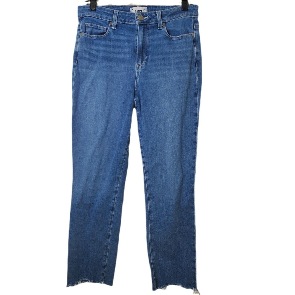 PAIGE Hoxton Slim Crop Jeans Distressed Raw Hem Ellery Medium Wash‎ Size 29